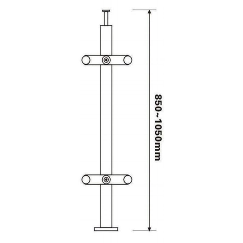 Stainless Steel Stair Handrail Square Tube Glass Guardrail Without Hole Slot