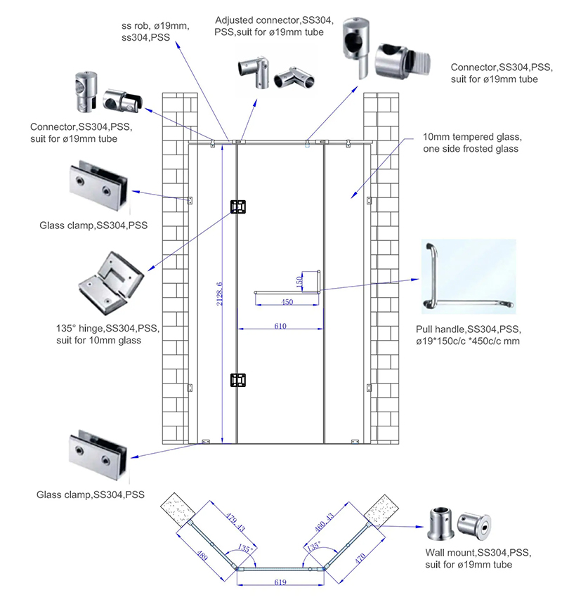 Adjustable Round Stainless Steel Connector