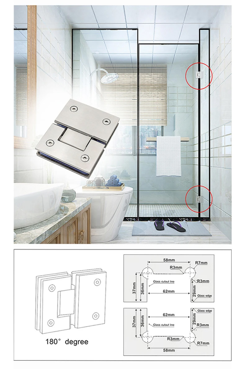 glass hinges for shower door