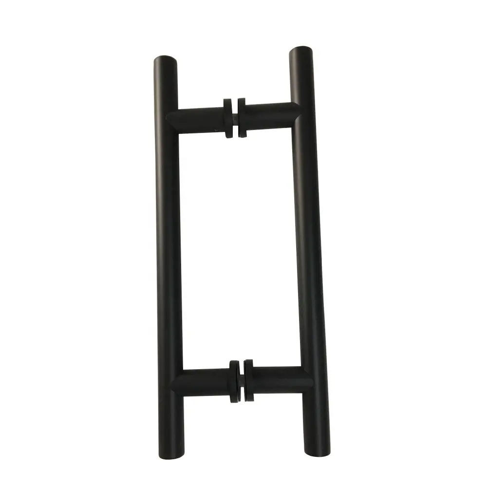 Customized Hotel Bathroom Black Stainless Steel Glass Door H-Shaped Back to Back Handles JQ-104