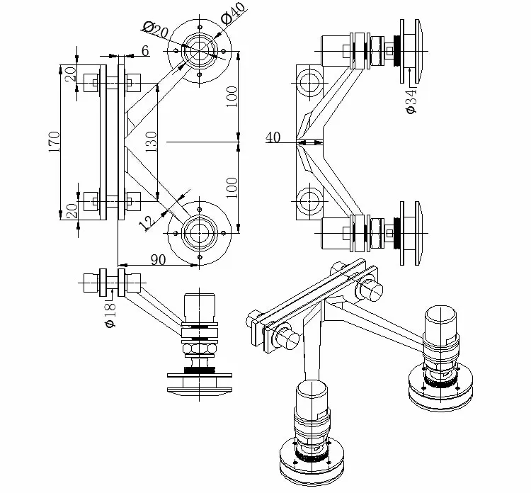 stainless steel spider glass fittings