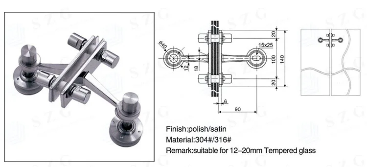 stainless steel spider glass fittings