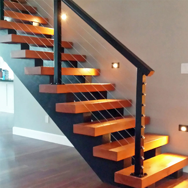 Custom Indoor Stainless Steel Black Column Staircase Manufacturer