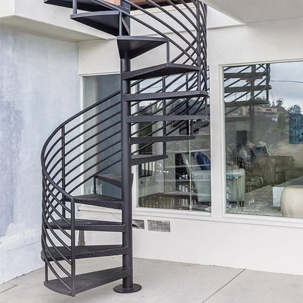 Custom Villa Outdoor Black Stainless Steel Stairs Factory