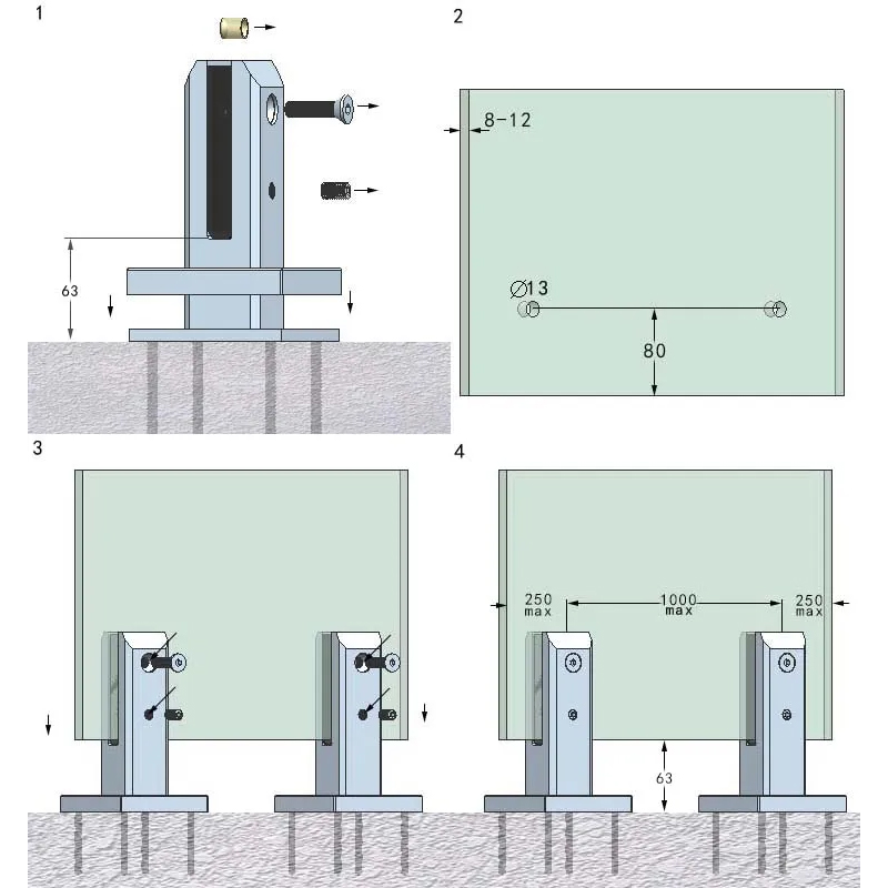 spigot for glass railing