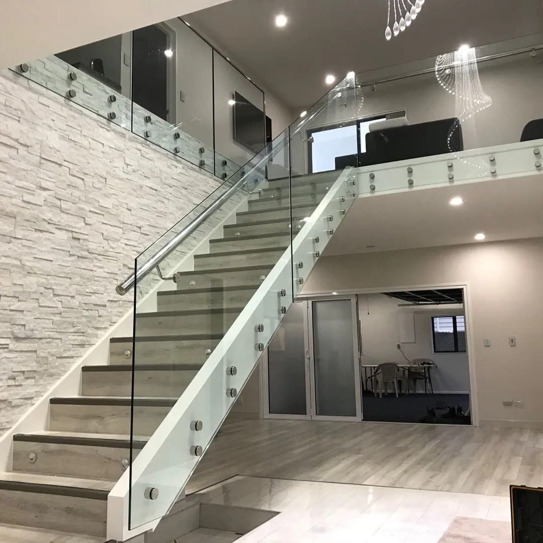 Custom Interior Frameless Glass Railing And Solid Wood Floor Steps Staircase Factory