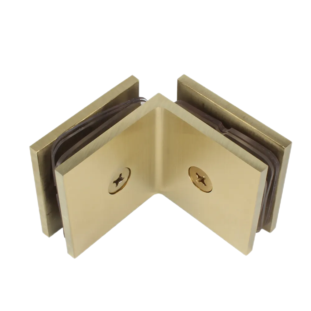 Factory Price 90 Degree Bathroom Door Gold Stainless Steel Glass Clips On Both Sides