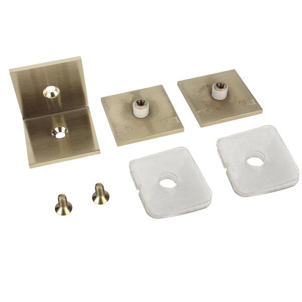 Factory Price 90 Degree Bathroom Door Gold Stainless Steel Glass Clips On Both Sides