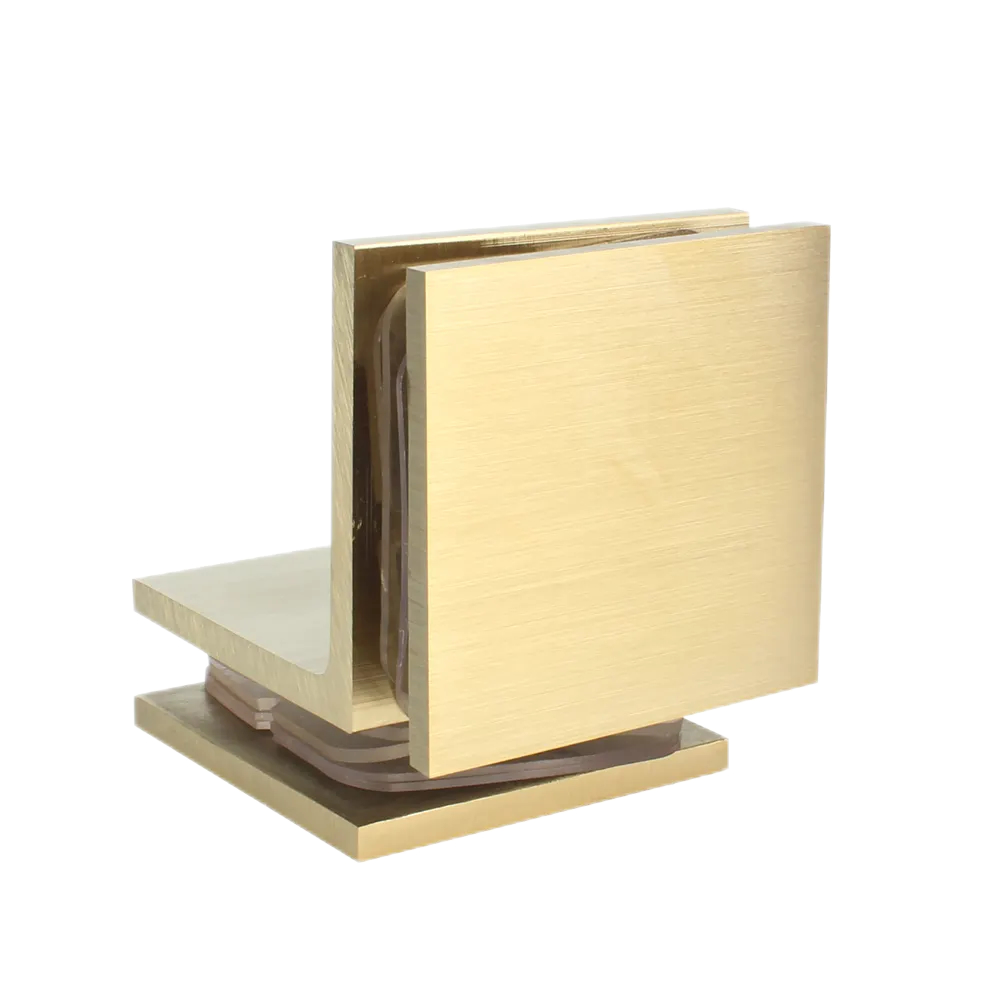 Factory Price 90 Degree Bathroom Door Gold Stainless Steel Glass Clips On Both Sides